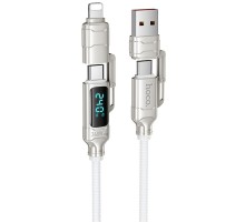 Дата кабель Hoco U152 Fortune 4in1 Type-C to Lightning/Type-C to USB 240W (1.2m) Light Gray