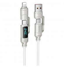 Дата кабель Hoco U152 Fortune 4in1 Type-C to Lightning/Type-C to USB 240W (1.2m) Light Gray