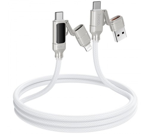 Дата кабель Hoco U152 Fortune 4in1 Type-C to Lightning/Type-C to USB 240W (1.2m) Light Gray