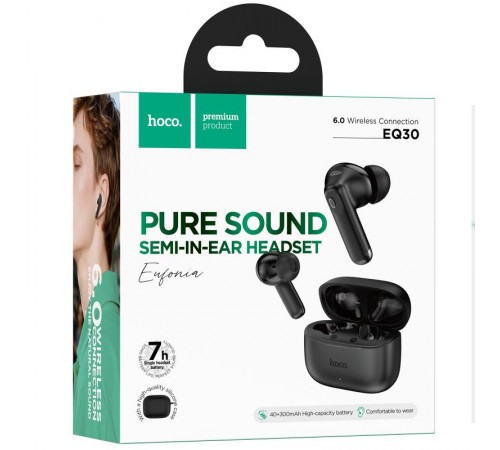 Бездротові TWS навушники Hoco EQ30 Eufonia Black