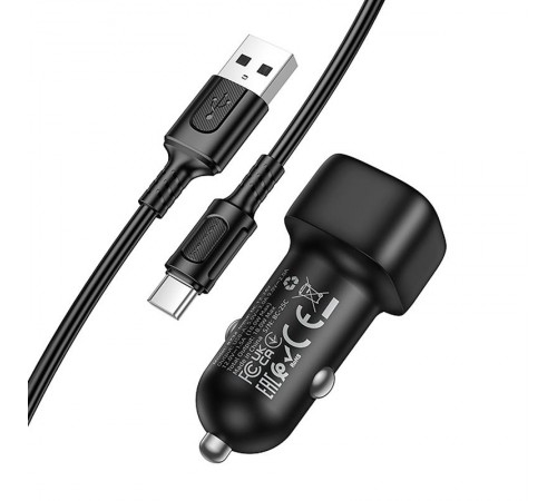 АЗП Borofone BZ34 Cloud QC3.0 (1USB-A) + кабель USB to Type-C Black