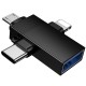 Перехідник Borofone BV26D 3in1 Lightning male/Type-C male/Micro male to USB2.0 female Black
