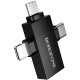 Перехідник Borofone BV26D 3in1 Lightning male/Type-C male/Micro male to USB2.0 female Black