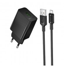 МЗП Borofone BAS72A Source QC3.0 (1USB-A) + кабель USB to MicroUSB Black