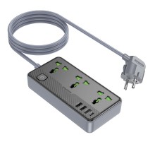 Подовжувач Borofone BAC2 Leya (3USB-A/1C/3xSocket) (1.5m) Black