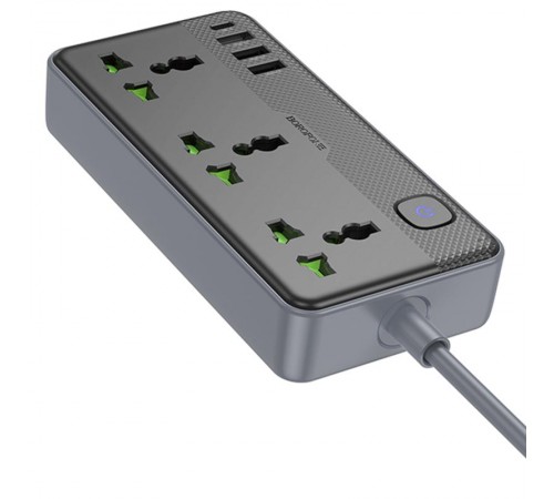 Подовжувач Borofone BAC2 Leya (3USB-A/1C/3xSocket) (1.5m) Black