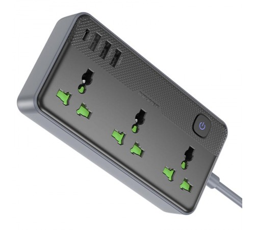 Подовжувач Borofone BAC2 Leya (3USB-A/1C/3xSocket) (1.5m) Black
