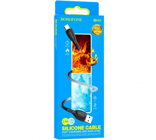 Дата кабель Borofone BX86 Advantage USB to MicroUSB 2.4A (1m) Black