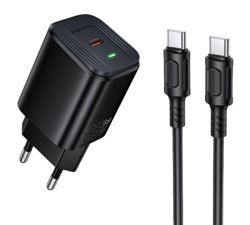 МЗП Borofone BAS84A Star PD25W (1USB-C) + кабель Type-C to Type-C Black