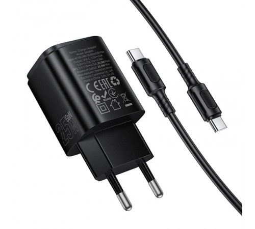 МЗП Borofone BAS84A Star PD25W (1USB-C) + кабель Type-C to Type-C Black