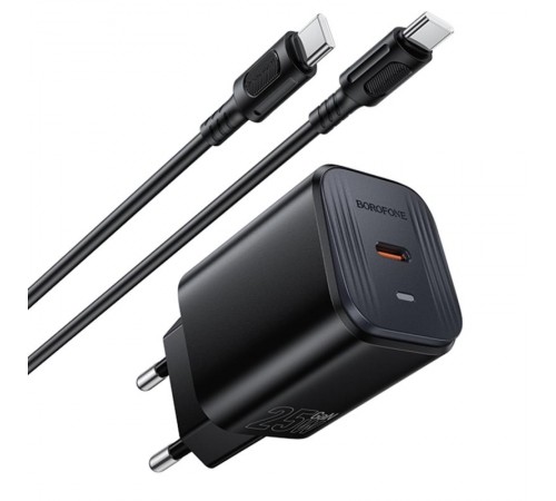 МЗП Borofone BAS84A Star PD25W (1USB-C) + кабель Type-C to Type-C Black