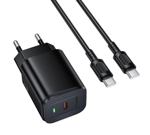 МЗП Borofone BAS84A Star PD25W (1USB-C) + кабель Type-C to Type-C Black