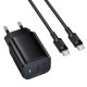 МЗП Borofone BAS84A Star PD25W (1USB-C) + кабель Type-C to Type-C Black