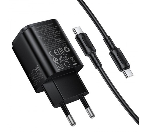 МЗП Borofone BAS85A Star PD30W+QC3.0 (1USB-A/1C) + кабель Type-C to Type-C Black