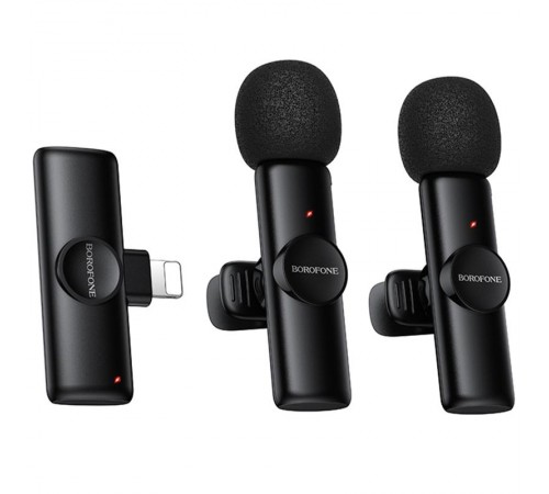 Петличний бездротовий мікрофон Borofone BFK16A Winner dual-mic Type-C Black