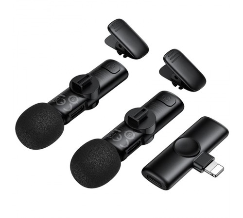 Петличний бездротовий мікрофон Borofone BFK16A Winner dual-mic Type-C Black