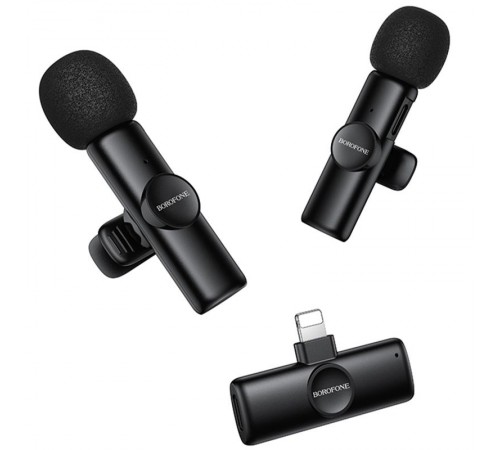 Петличний бездротовий мікрофон Borofone BFK16A Winner dual-mic Type-C Black
