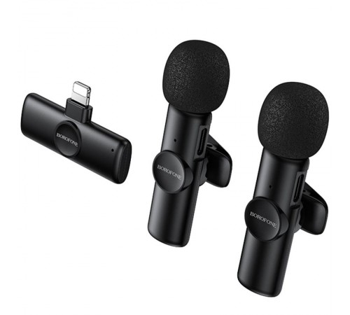 Петличний бездротовий мікрофон Borofone BFK16A Winner dual-mic Type-C Black