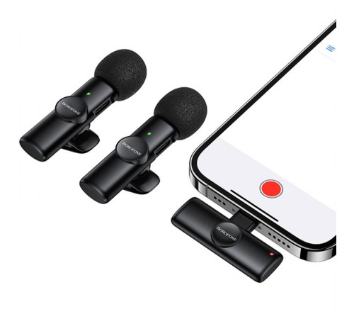 Петличний бездротовий мікрофон Borofone BFK16A Winner dual-mic Type-C Black