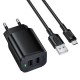 МЗП Borofone BAS81A Star 10.5W (2USB-A) + кабель USB to MicroUSB Black
