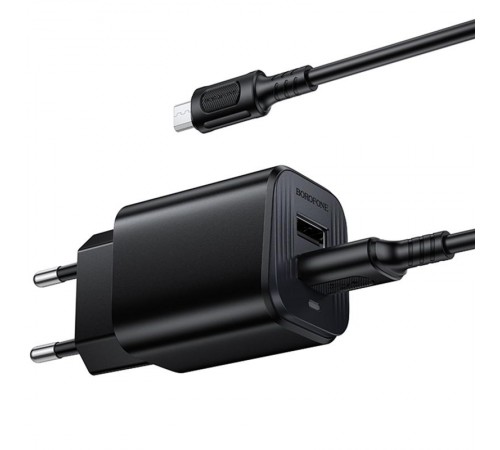 МЗП Borofone BAS81A Star 10.5W (2USB-A) + кабель USB to MicroUSB Black