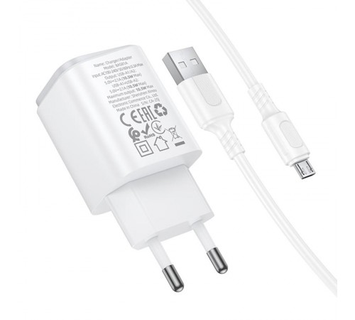 МЗП Borofone BAS81A Star 10.5W (2USB-A) + кабель USB to MicroUSB White