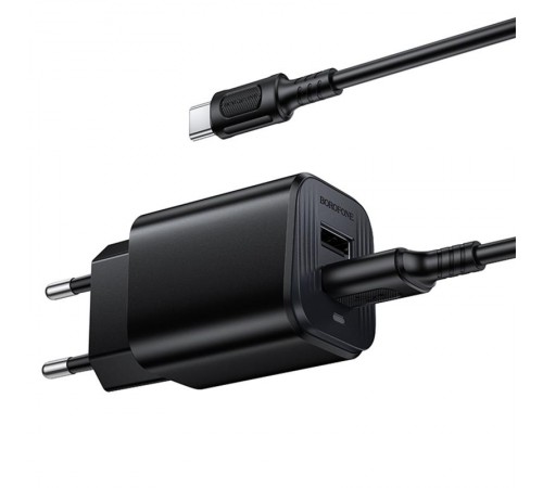 МЗП Borofone BAS81A Star 10.5W (2USB-A) + кабель USB to Type-C Black