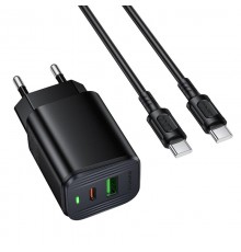 МЗП Borofone BAS83A Star PD20W+QC3.0 (1USB-A/1C) + кабель Type-C to Type-C Black