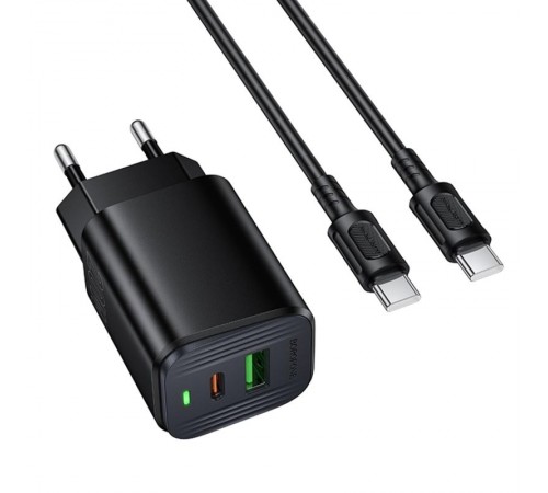 МЗП Borofone BAS83A Star PD20W+QC3.0 (1USB-A/1C) + кабель Type-C to Type-C Black