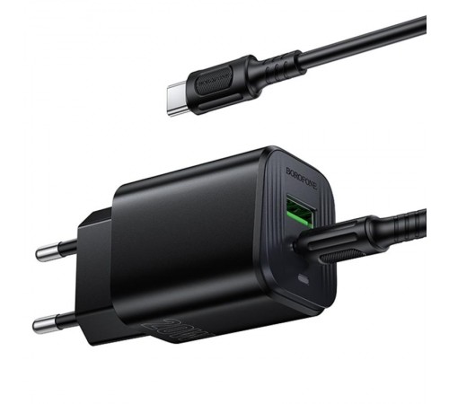 МЗП Borofone BAS83A Star PD20W+QC3.0 (1USB-A/1C) + кабель Type-C to Type-C Black