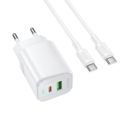 МЗП Borofone BAS83A Star PD20W+QC3.0 (1USB-A/1C) + кабель Type-C to Type-C White