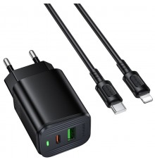 МЗП Borofone BAS83A Star PD20W+QC3.0 (1USB-A/1C) + кабель Type-C to Lightning Black