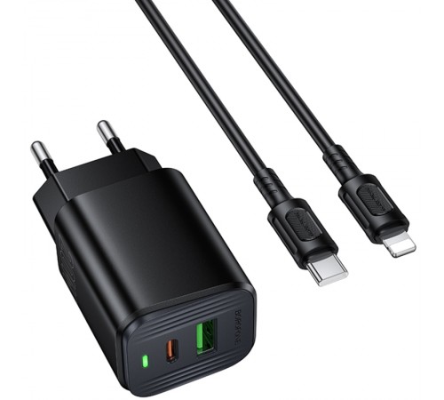МЗП Borofone BAS83A Star PD20W+QC3.0 (1USB-A/1C) + кабель Type-C to Lightning Black