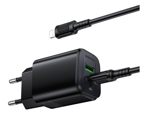 МЗП Borofone BAS83A Star PD20W+QC3.0 (1USB-A/1C) + кабель Type-C to Lightning Black