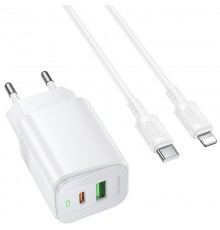 МЗП Borofone BAS83A Star PD20W+QC3.0 (1USB-A/1C) + кабель Type-C to Lightning White