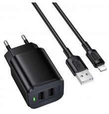 МЗП Borofone BAS81A Star 10.5W (2USB-A) + кабель USB to Lightning Black