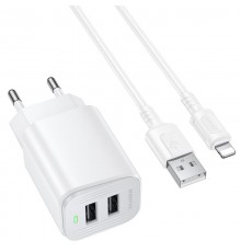 МЗП Borofone BAS81A Star 10.5W (2USB-A) + кабель USB to Lightning White