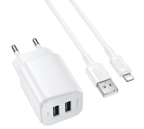 МЗП Borofone BAS81A Star 10.5W (2USB-A) + кабель USB to Lightning White