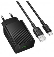 МЗП Borofone BAS72A Source QC3.0 (1USB-A) + кабель USB to Type-C Black