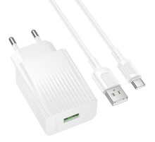 МЗП Borofone BAS72A Source QC3.0 (1USB-A) + кабель USB to Type-C White