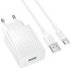 МЗП Borofone BAS72A Source QC3.0 (1USB-A) + кабель USB to Type-C White