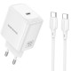 МЗП Borofone BN33 Fuente PD40W (1USB-C) + кабель Type-C to Type-C White