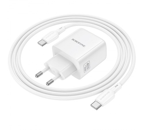 МЗП Borofone BN33 Fuente PD40W (1USB-C) + кабель Type-C to Type-C White