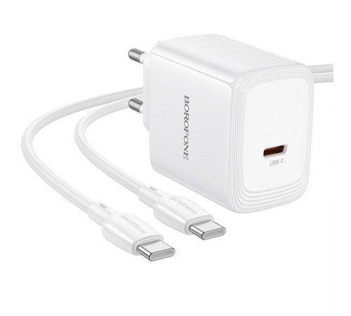 МЗП Borofone BN33 Fuente PD40W (1USB-C) + кабель Type-C to Type-C White