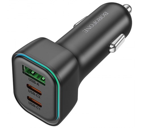 АЗП Borofone BZ28C Trophie PD60W+QC3.0 (1USB-A/2C) Black