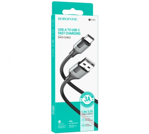 Дата кабель Borofone BX101 Creator USB to Type-C 3A (1m) Black