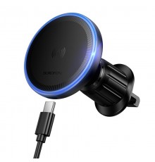Автотримач з БЗП Borofone BH224 Flash 15W (air outlet) Black