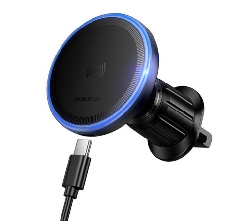 Автотримач з БЗП Borofone BH224 Flash 15W (air outlet) Black