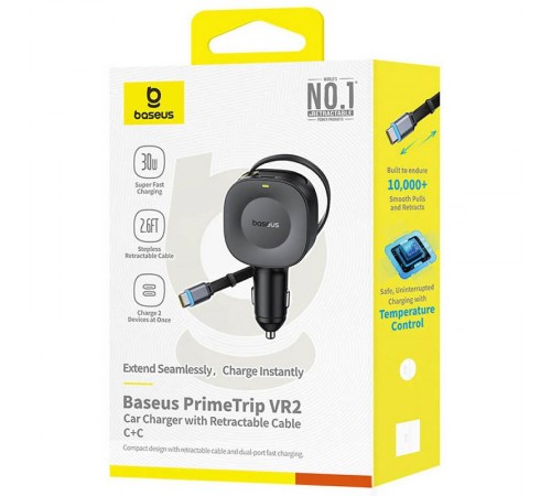 АЗП Baseus PrimeTrip VR2 45W with retractable cable (2USB-C) (C02069) Cosmic Black