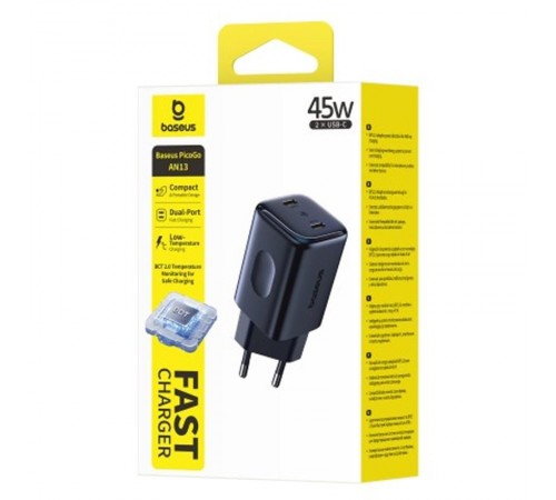 МЗП Baseus PicoGo AN13 Fast Charger 45W (2USB-C) (E0121F) Cosmic Black